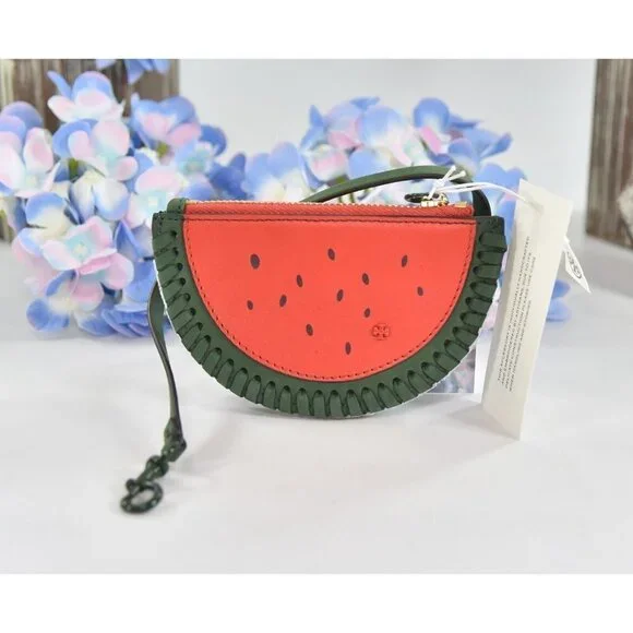 Tory Burch Beaded Watermelon Nubuck Leather Coin Purse NWT - Picture 4 of 7